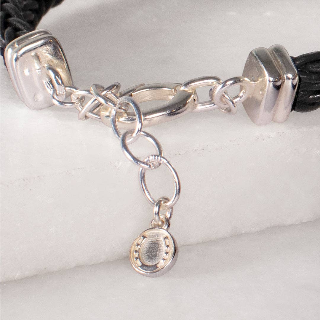 URBAN-EQUESTRIAN - Vente Bracelets à breloques/pendentifs - Tally - Bracelet en cuir tressé en forme de fer à cheval pour pièces de monnaie en naturel2