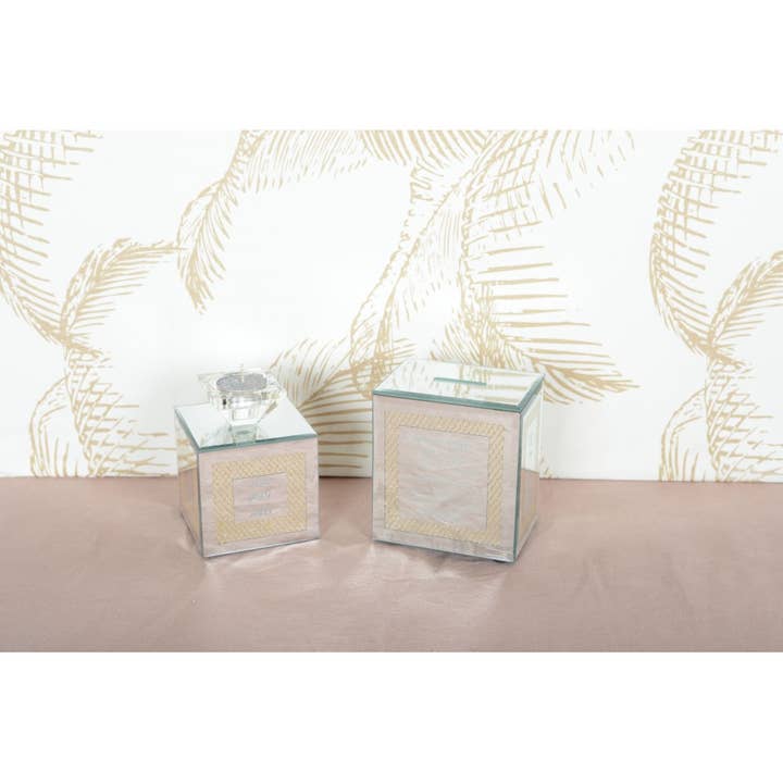 AULICA - Wholesale Decorative Tabletop Object - Mirror and gold glass charity box 11x8x12cm1