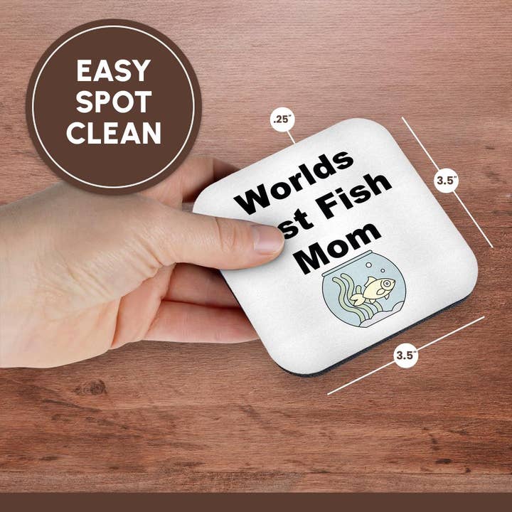 3dRose - Wholesale Coasters - 3dRose, Image Of Worlds Best Fish Mom, Coaster13