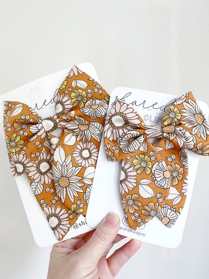 Fall Floral Hair Bow for wholesale by Shared Joy Bows