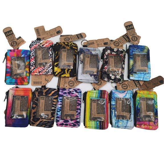 RPET Zipper Wallet with ID Window Assortment- 12/Pack for wholesale by Novelty Closeout