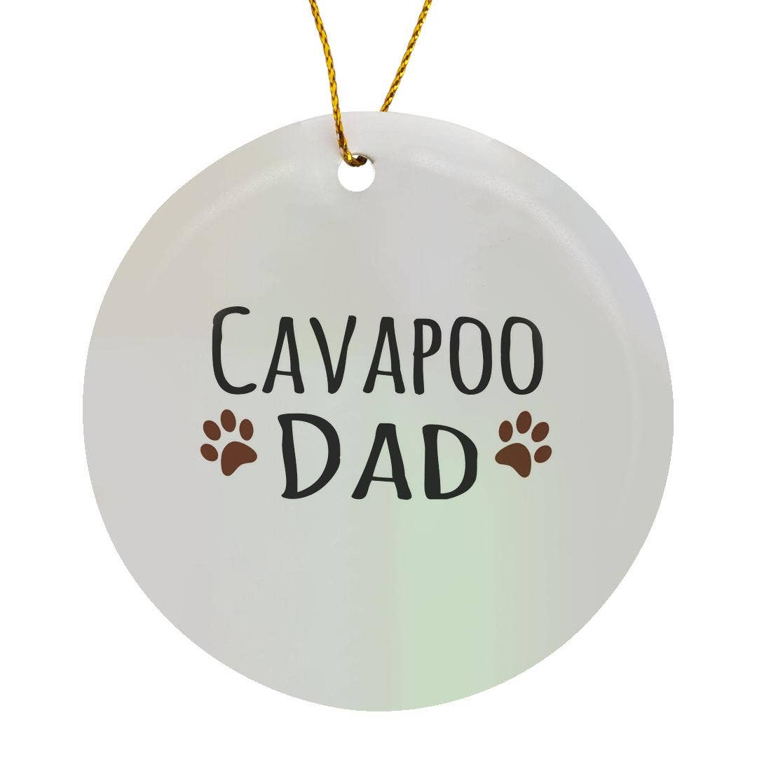 3dRose – wholesale Ornament – 3dRose, Cavapoo Dog Dad - Doggie by breed - brown muddy paw prints love - doggy lover - proud pet owner, Ornament0