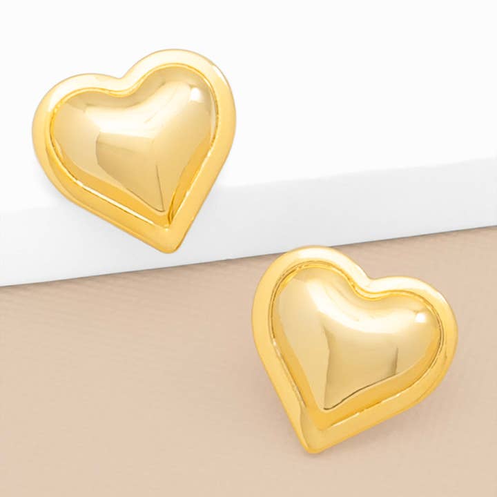 ZENZII Jewelry - Wholesale Stud/Post Earrings - Puffed Heart Stud Earring