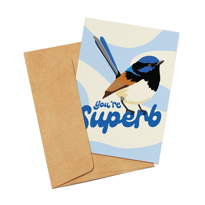 'You're Superb' Wren Greeting Card for wholesale by Outer Island