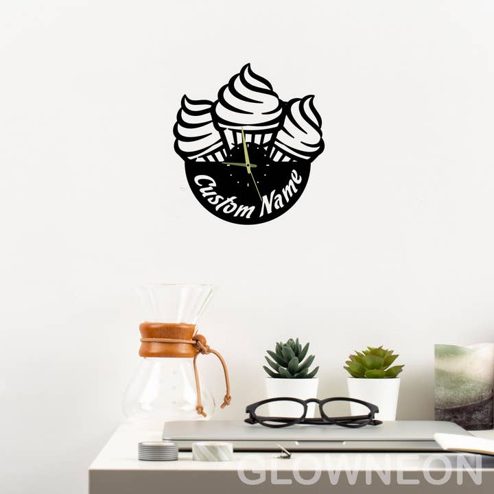 Glow Neon – wholesale Wall clock – Personalized Ice Cream Shop Clock Metal Sign, Kitchen Decor3