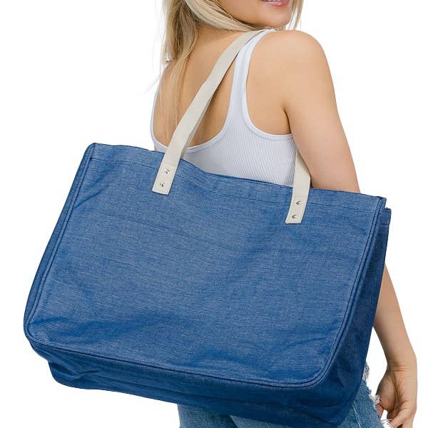 Cap Zone - Wholesale Tote Bag - Women's - Oversized Canvas Jean Like Tote