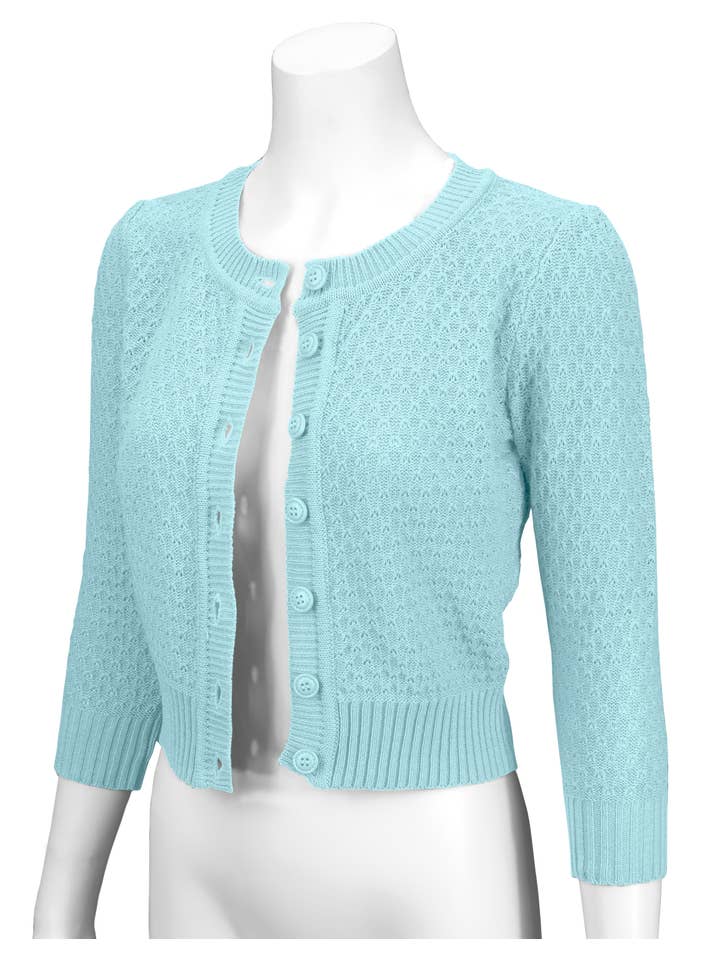 Mak – wholesale Cardigan – Women’s – 3/4 Sleeve Crewneck Knit Plus Size Cardigan Sweater MK3514PL38