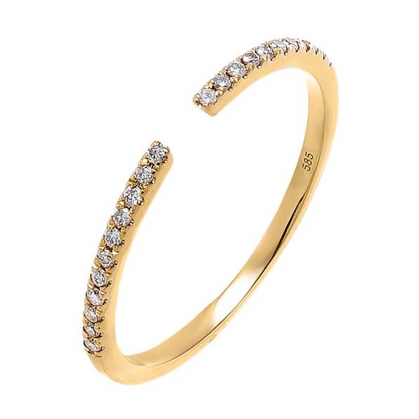 Diamond Pave Dainty Open Ring 14K for wholesale by By Adina Eden