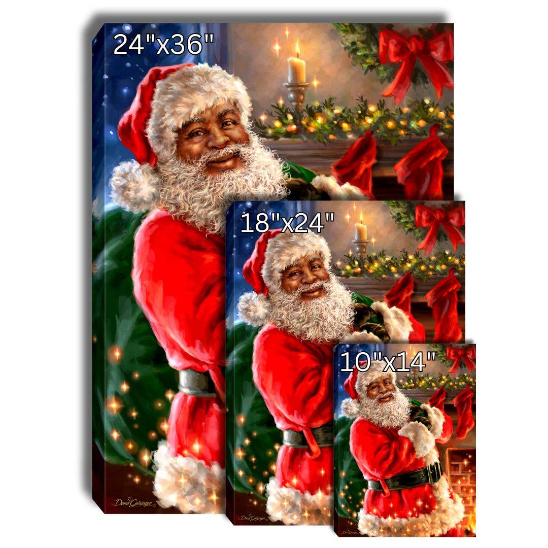 Glow Decor - Wholesale Christmas Wall Art - African American Santa Canvas Wall Art1
