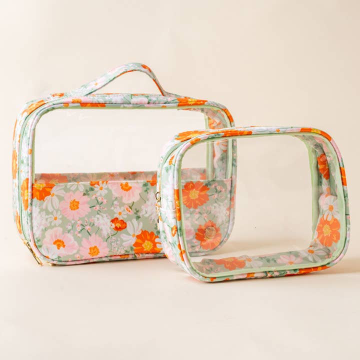 Ensemble de trousses cosmétiques Clearly Chic - Bouquet Beauty Sage pour la vente par The Darling Effect