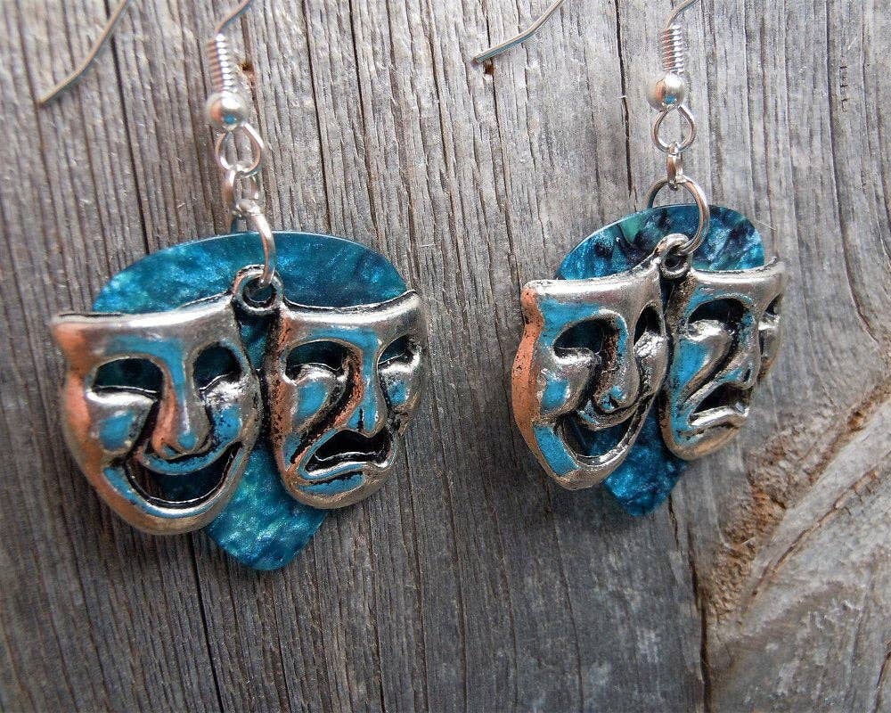 Simply Raevyn - Wholesale Dangle Earrings - Theater Mask Charm Guitar Pick Earrings21