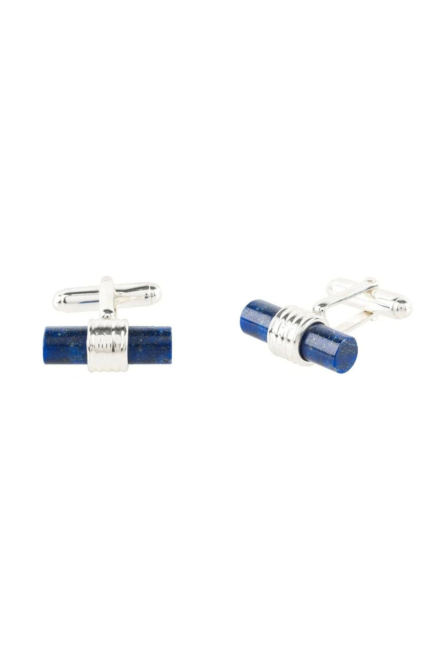 Latelita – wholesale Cufflinks – Cylindrical Cufflink Silver Blue Lapis Lazuli1