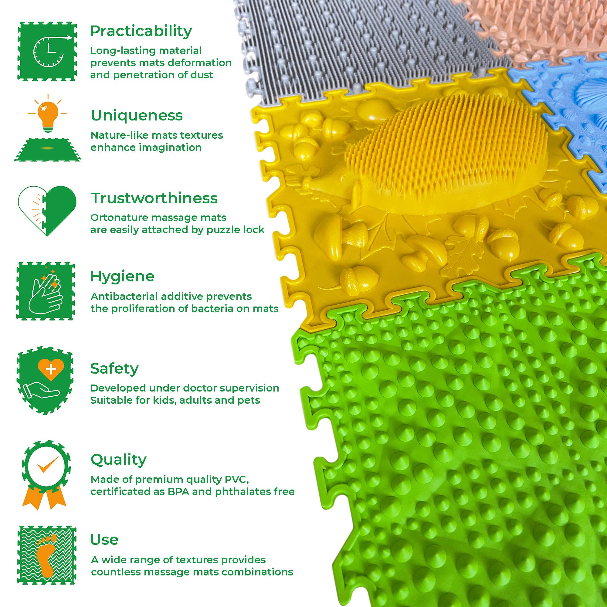 ORTONATURE – Puzzle - Crianças por atacado – Tapete sensorial de massagem - conjunto «Jovem Explorador»2