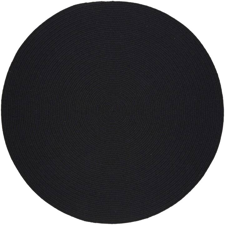 Wool Solids Area Rug - Round - S112 Black for wholesale by Rhody Rug