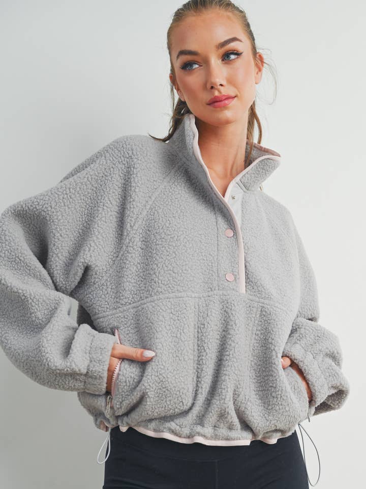 SLI3767 - FLEECE SNAP BUTTON SWEATER for wholesale by Peace Love Line