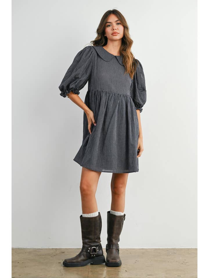 Robe Babydoll à Col et Manches Bouffantes - BMD8087 pour la vente par BUTTERMELON