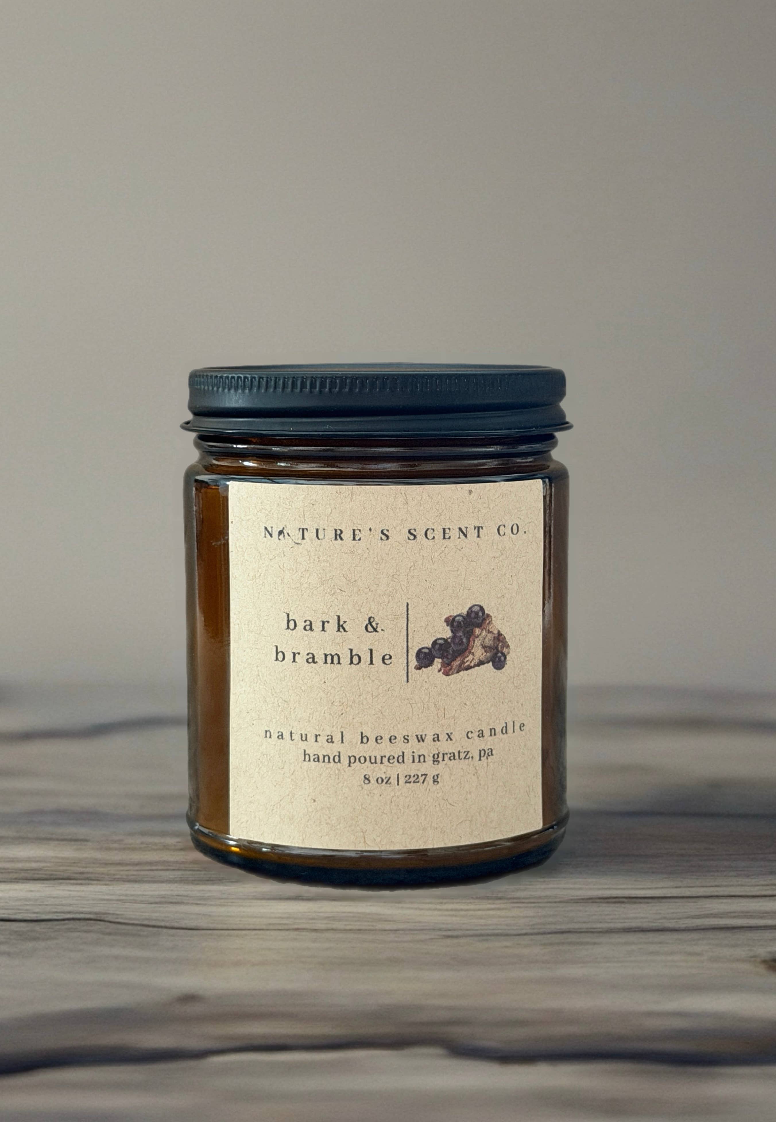 Nature’s Scent Co - Vente Bougie en bocal - Écorce & Ronce | Bougie en cire d'abeille inspirée par la nature | Sans étiquette