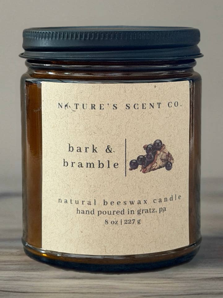 Bark & Bramble | Nature-Inspired Beeswax Candle | Handmade for wholesale by Nature’s Scent Co