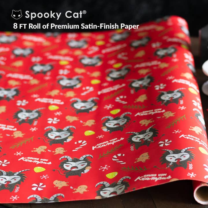 Cute Krampus Gift Wrap (8ft Roll) for wholesale by Spooky Cat Press