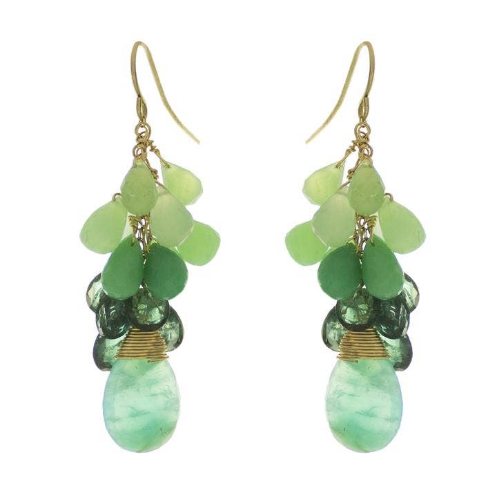 Orecchini pendenti trifoglio verde per la vendita all'ingrosso da parte di Rafia