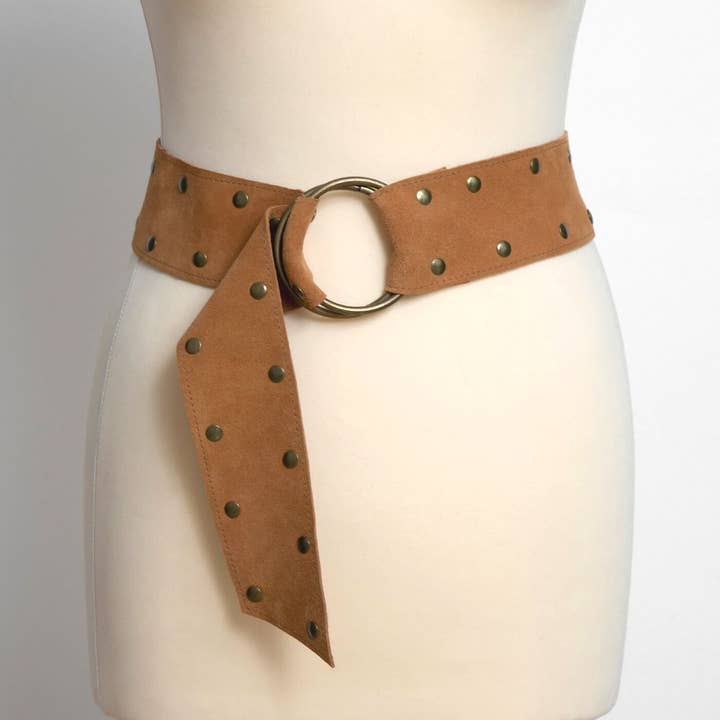 JUAN·JO GALLERY (Leather Gallery, SCP) – wholesale Bälte - Dam – Ringbälte i kalvmocka med nitar