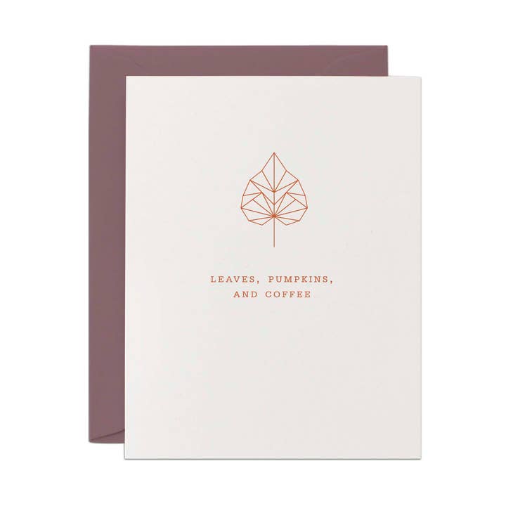 Cartão de Outono e Ação de Graças | Folhas, Abóboras e Café por atacado de Line & Kind Paper Co.