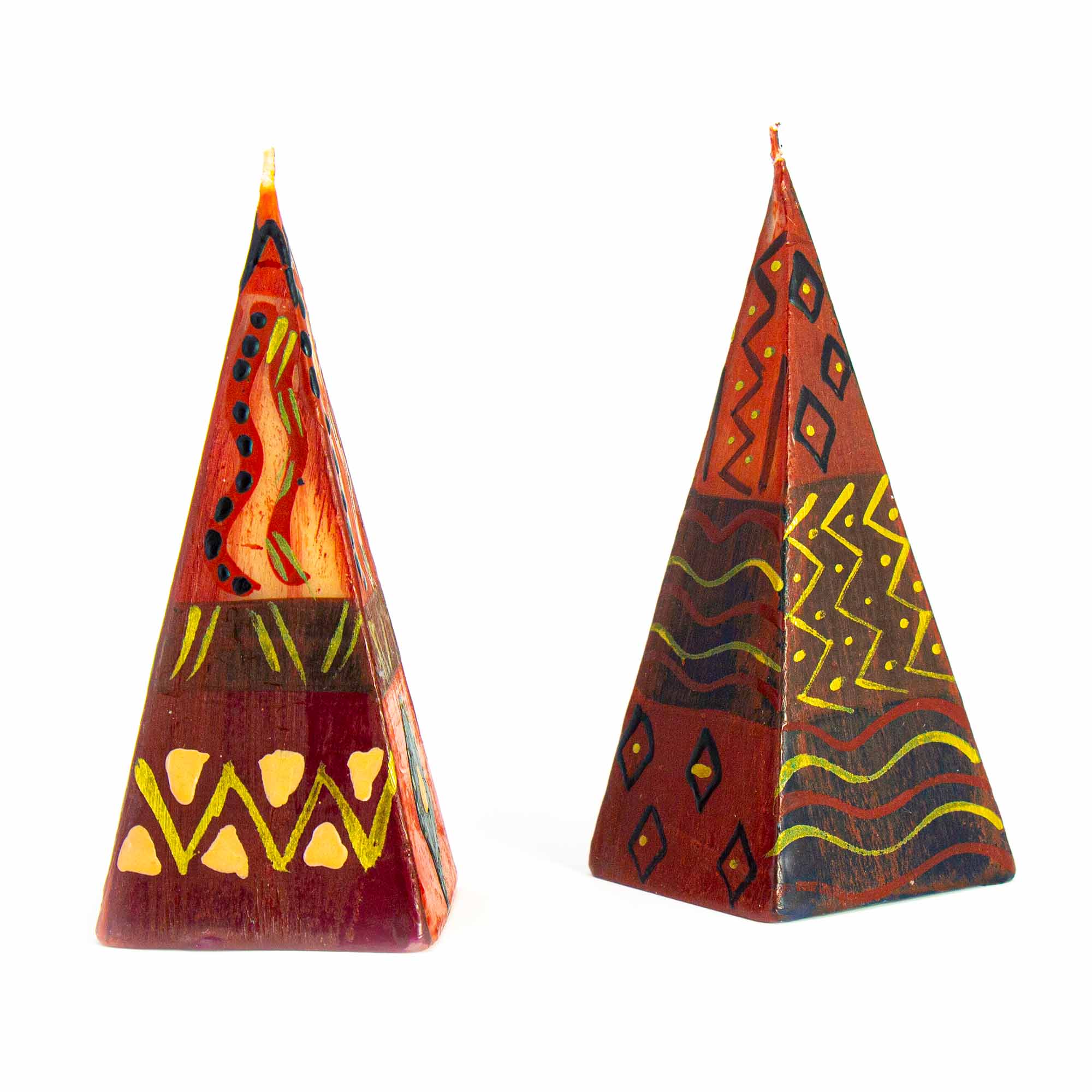 Global Crafts – Velas de decoração por atacado – Pyramid Candles, Box Set of 2 (Design Bongazi)2