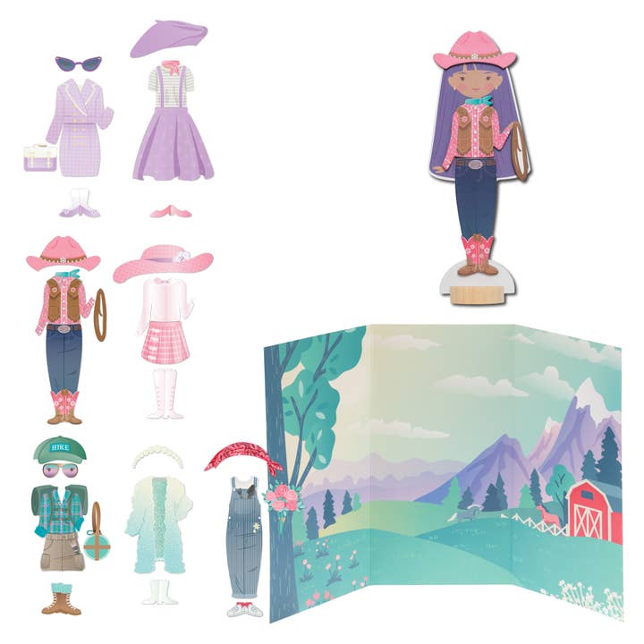 Stephen Joseph Gifts - Wholesale Doll Accessory Kit - Kids - Magnetic Dress Up Dolls