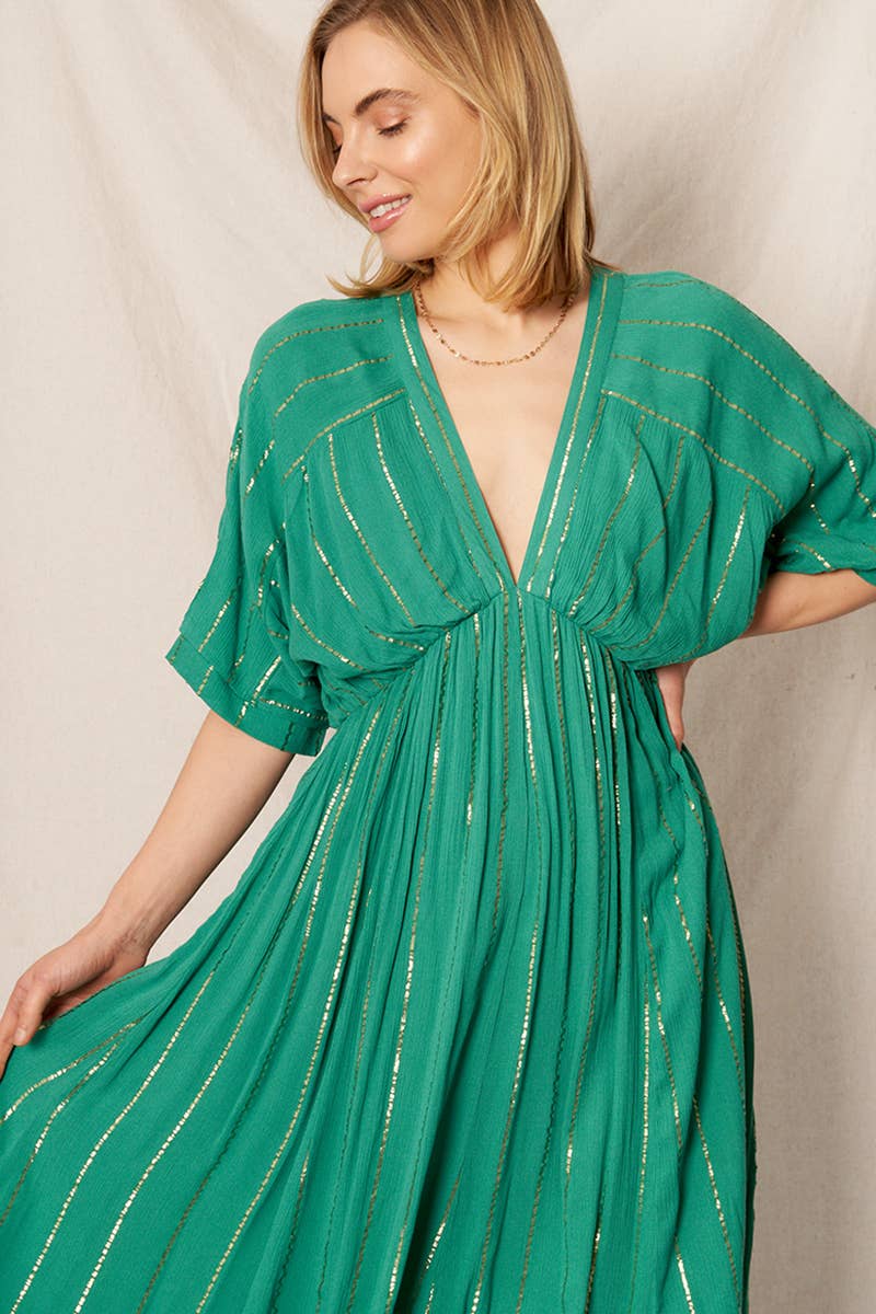 En Crème - Vente Robe – femme - Robe midi rayée à sequins31