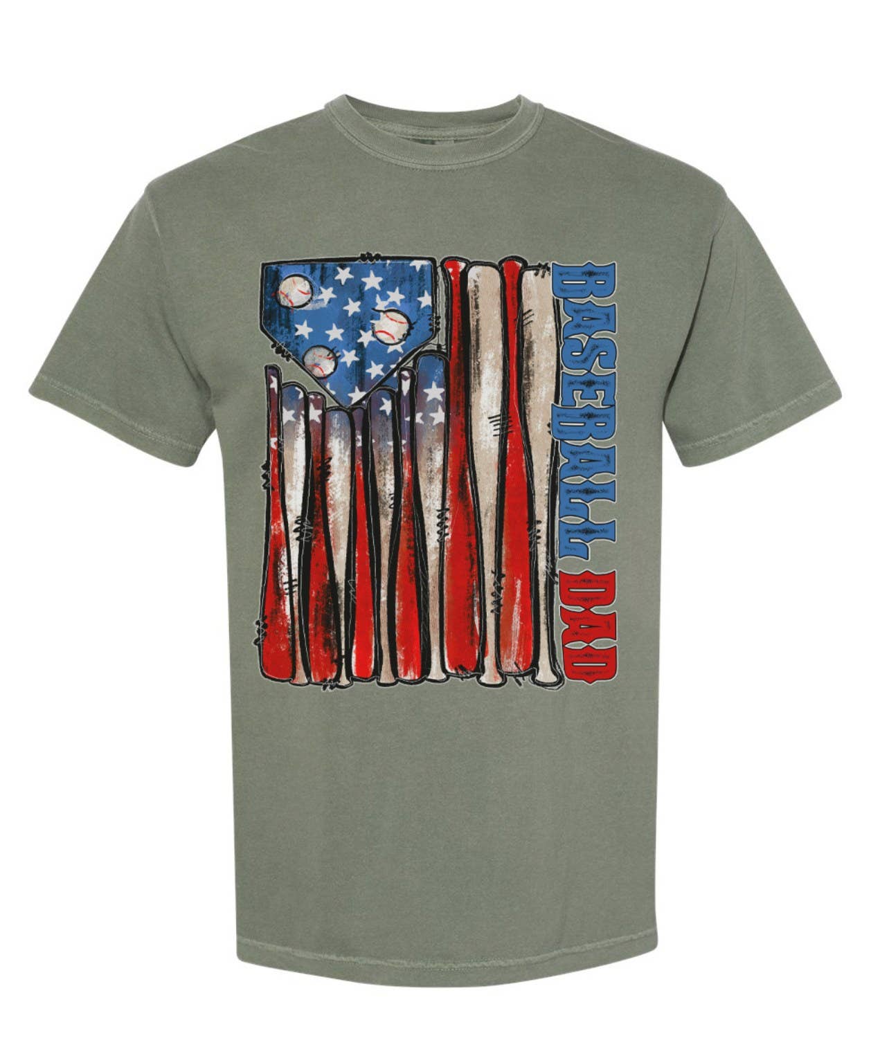 Vert militaire chiné Drapeau américain Baseball Dad - Style rétro/vintage en vente sur Faire0