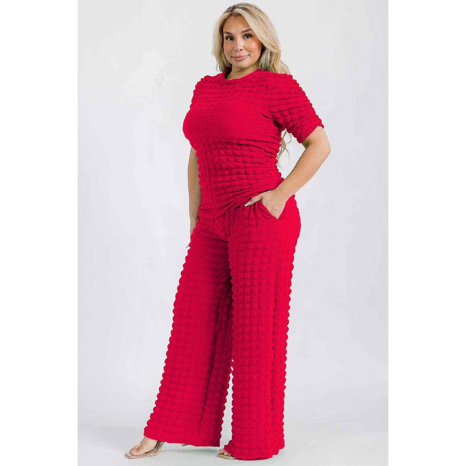 omgstyles – Conjunto de top e calça (roupa NÃO Casual) - Mulher por atacado – CONJUNTO DE TOP E CALÇAS EM TECIDO DE MALHA PLUS SIZE6