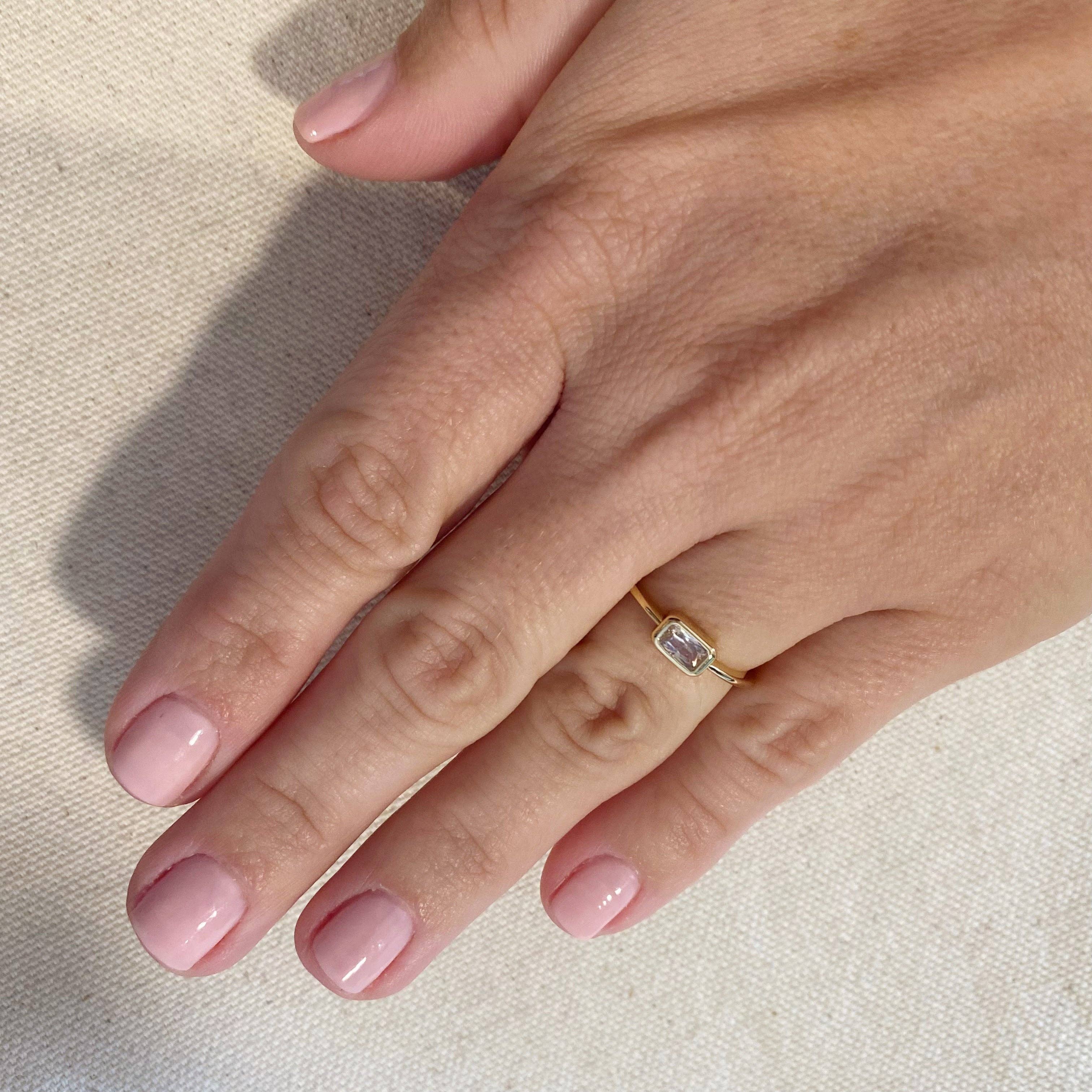 GoldFi - Wholesale Single Stone/Solitaire Ring - 18k Gold Filled Rectangle Solitaire Ring3