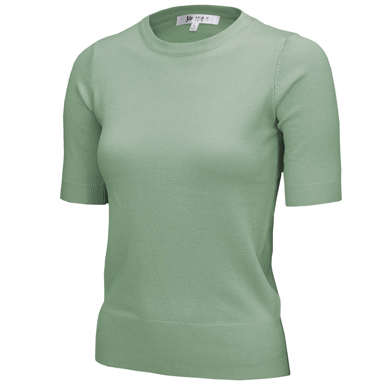 Mak – Engroshandel Strikket top - Dame – Halv-ærmet Crewneck Letvægts blød pullover Tee MK3664Y17