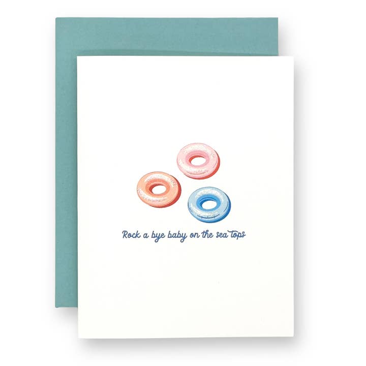 ROCK A BYE BABY - Handglinsterende wenskaart voor wholesale door Seaside + Sunshine Greetings