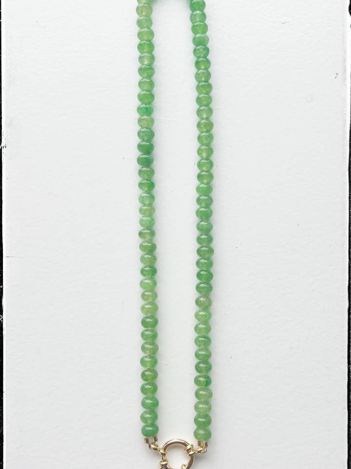 Short Jade & Jasper Rondelle Bead Knot Necklace Green Jade for wholesale by GentrybyJenna