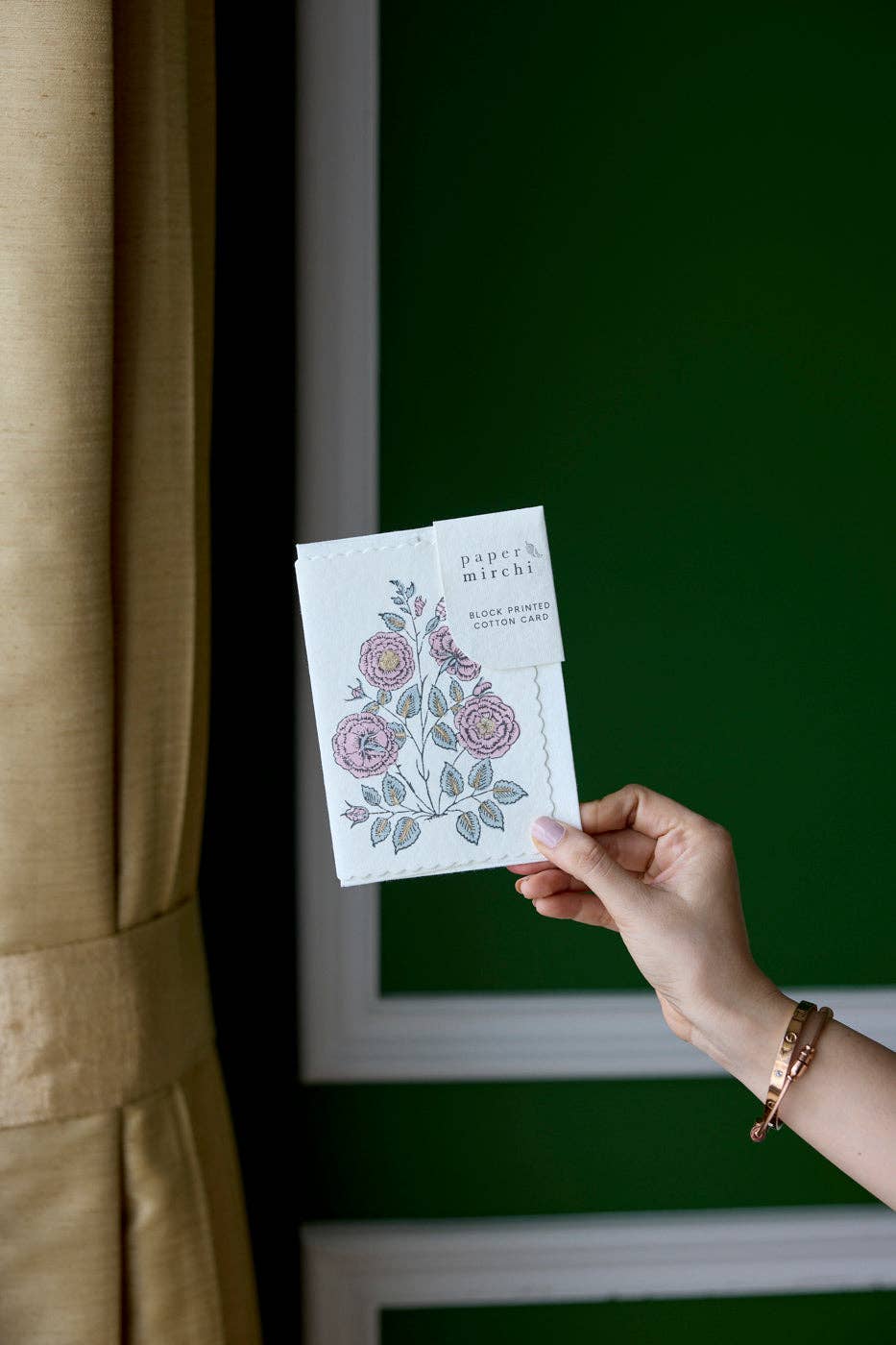 Paper Mirchi – Großhandel Grußkarten für den Alltag – Handblock-gedruckte Grußkarte - Gulab Dusky Pink1