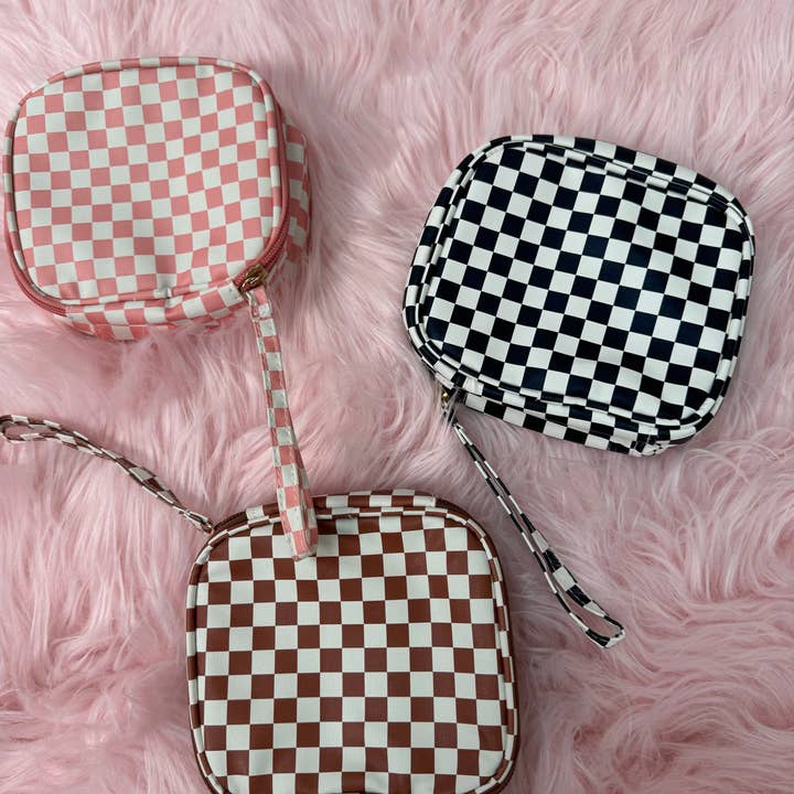 Checkered Print Cosmetic Bag for wholesale by APHISON