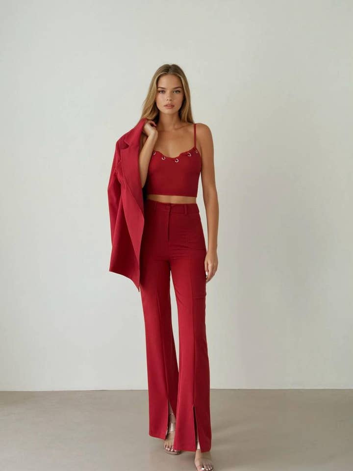 Ensemble veste, haut court et pantalon skinny fendu pour femmes pour la vente par DesignofBoho