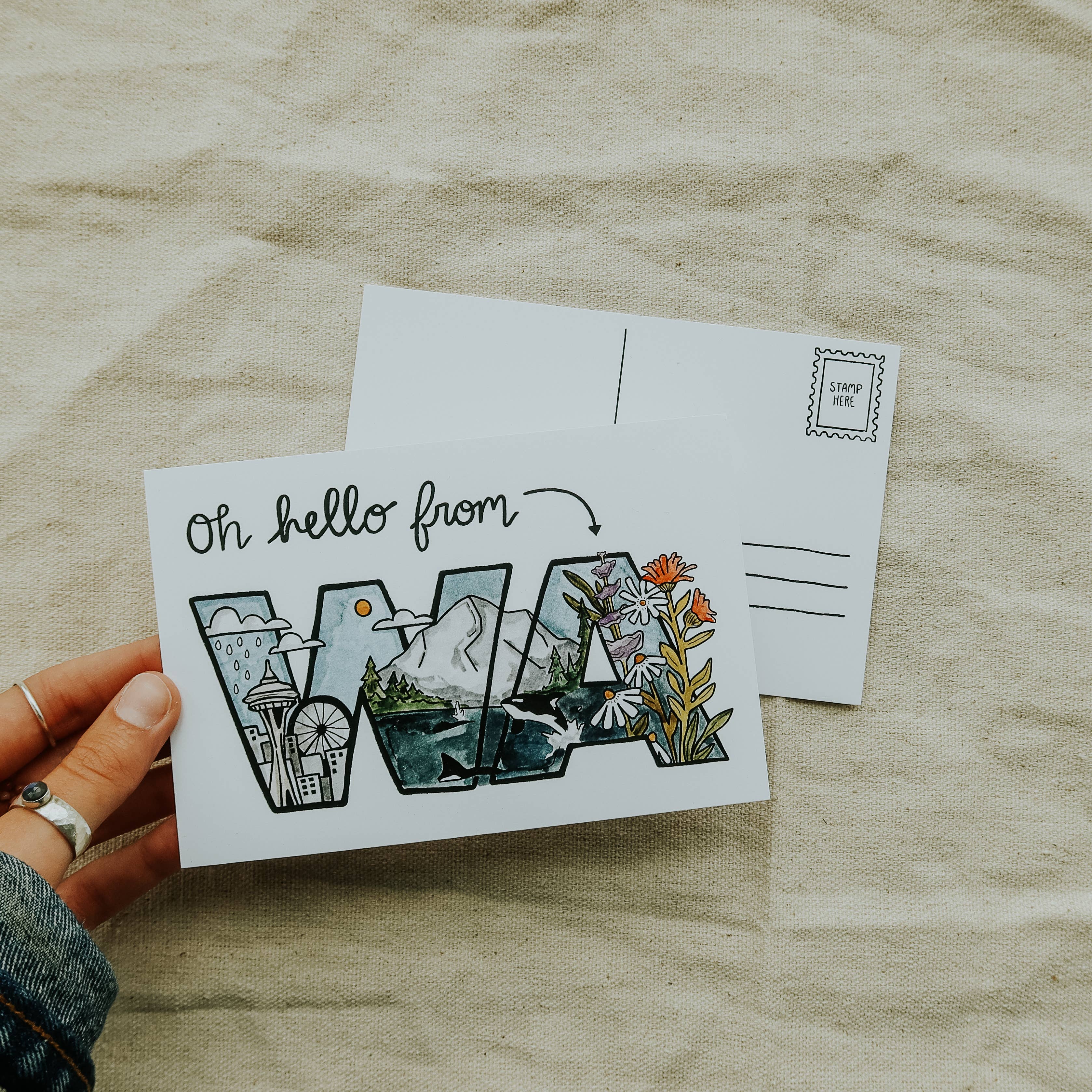 Sticker Girl - Wholesale Ansichtkaart - Oh Hallo uit Washington Briefkaart