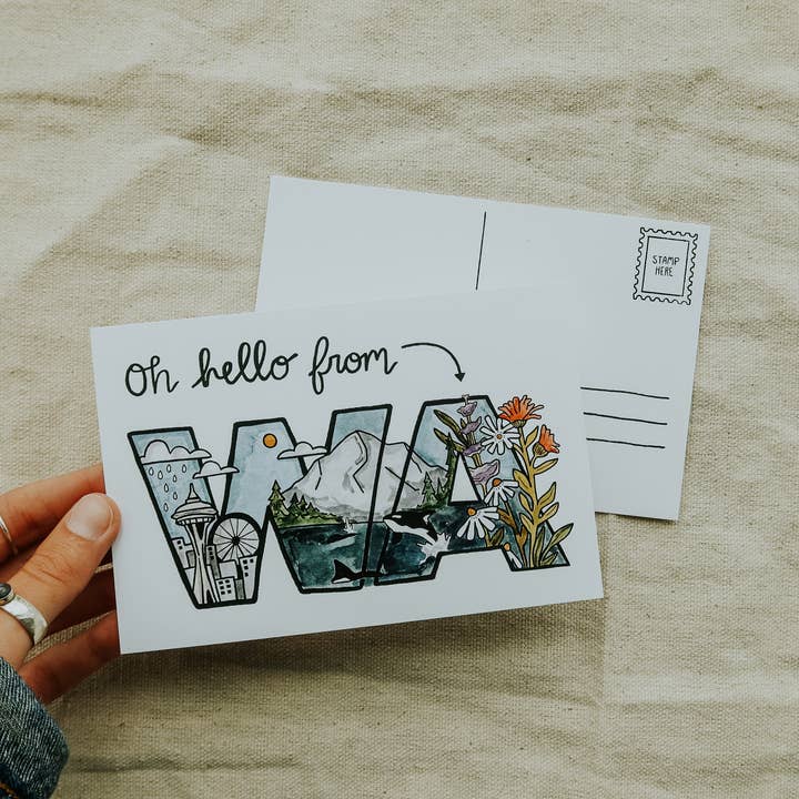 Oh Hello from Washington Postcard for wholesale by Sticker Girl