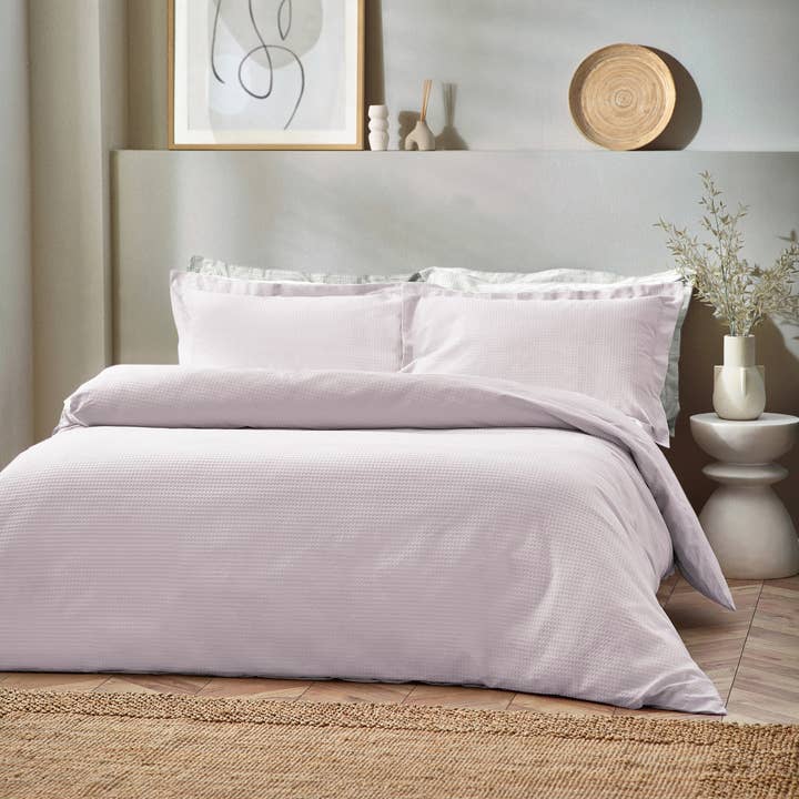 Waffle Textured 100% Cotton Duvet Cover Set Blush for wholesale on Faire1