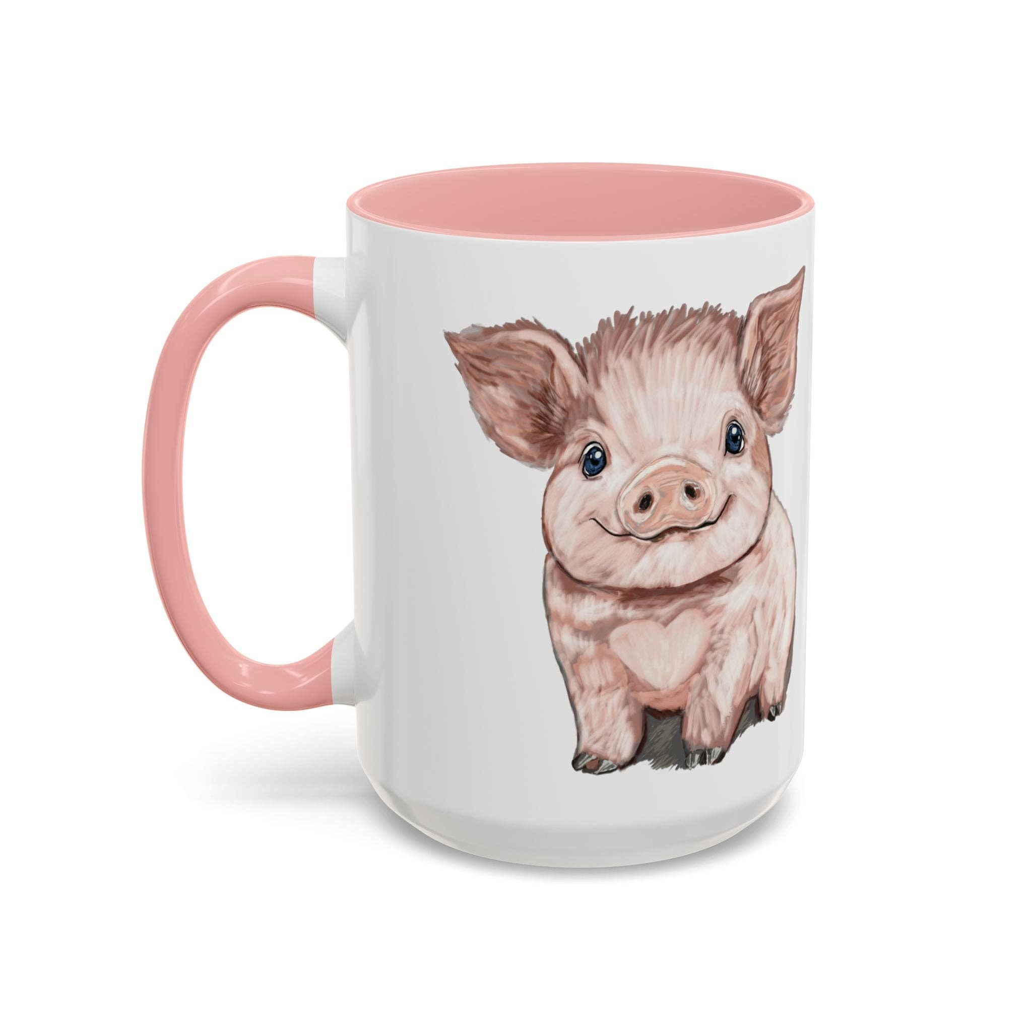 Blue Cava - Wholesale Coffee Mug - Adorable Piglet Two Tone Ceramic Mug - 11 oz & 15 oz15