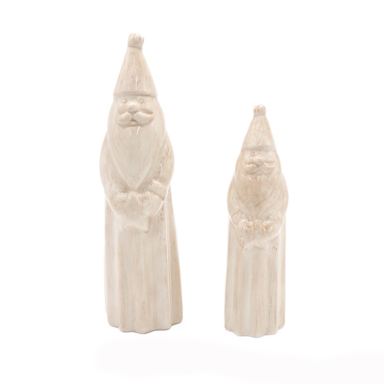 Fieldstone Home – Großhandel Dekofigur – Set aus 2 cremefarbenen Porzellan-Weihnachtsmann-Figuren0