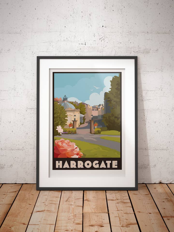 Harrogate Valley Gardens Travel Poster (UNFRAMED) for wholesale by Georgina Westley Art & Design