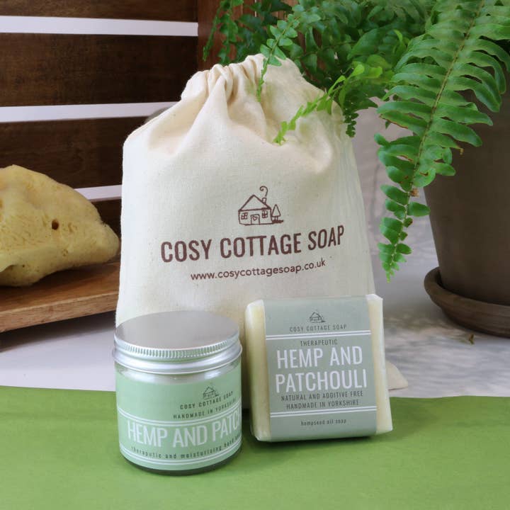 Hemp & Patchouli Therapeutic Gift Set for wholesale by Cosy Cottage Soap