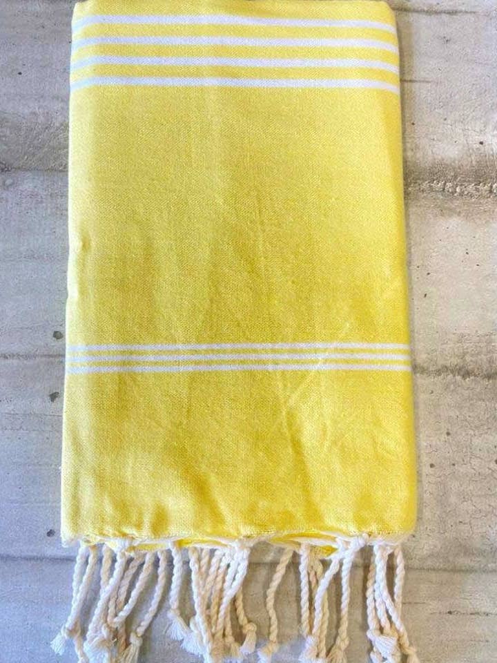 Fouta Mykonos i fluorescerende gul for engroshandel hos Fouta Tunisia