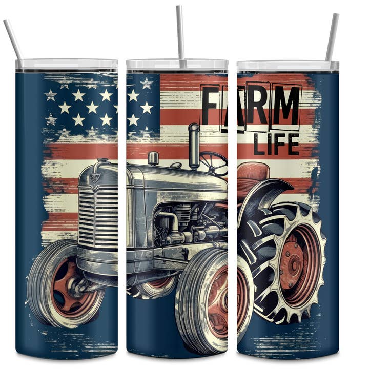 FloBama Girls Wholesale - Vente Gourde/bouteille isotherme - Tracteur et gobelet à drapeau Farm Life0