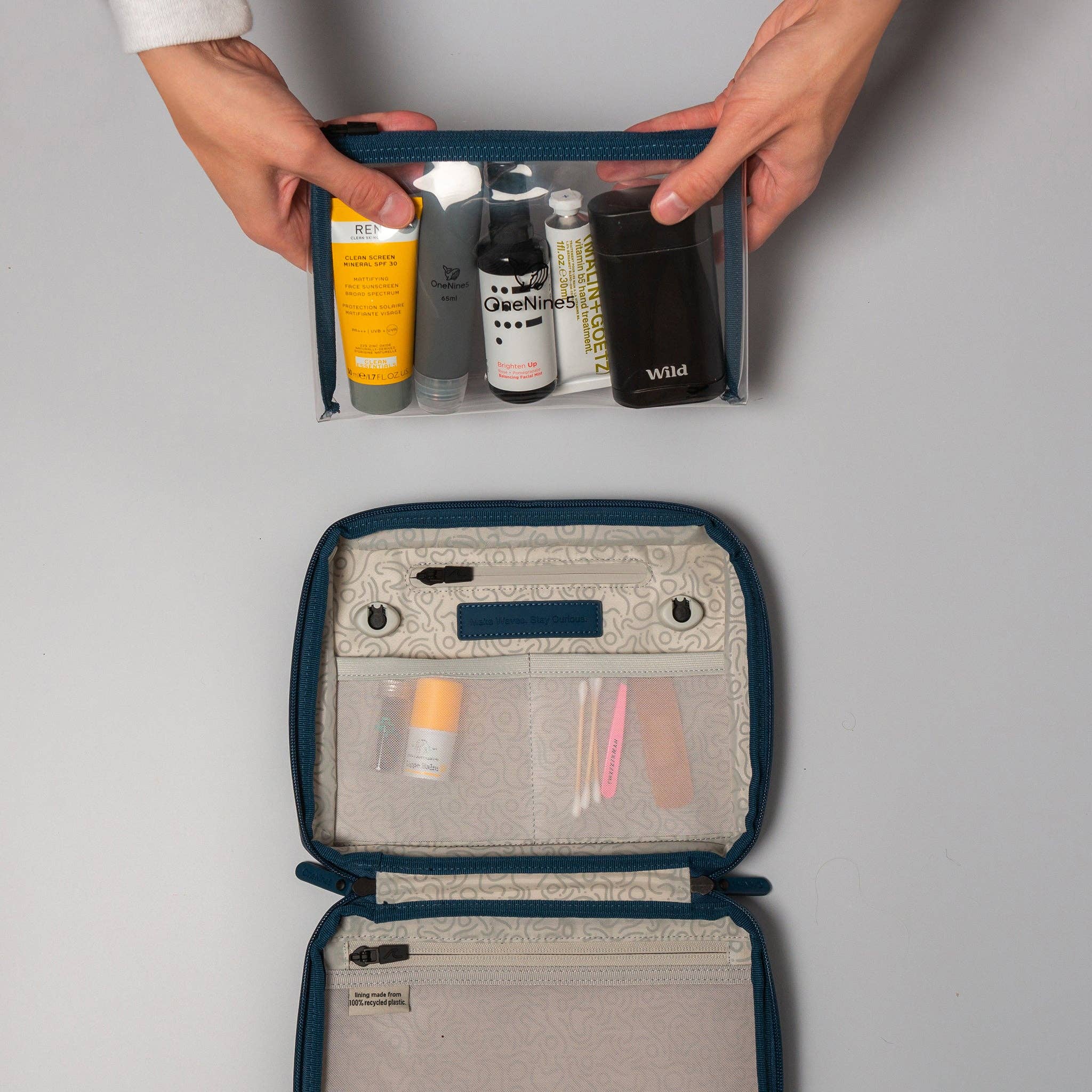 OneNine5 - Wholesale Toiletry Bag - Unisex - Eco Travel Wash Bag, Havelock Blue3