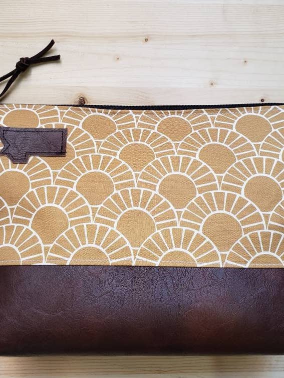 Large Travel Bag with Stay Golden Print & Mountain Patch for wholesale by 2nd Story Studio