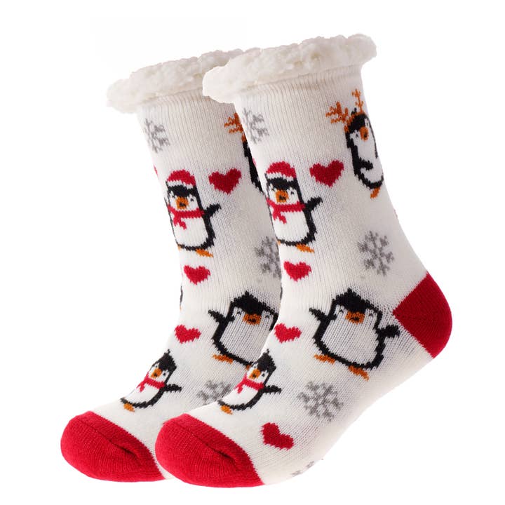 Cozy Socks White with Penguin for wholesale by Snazzy Santa